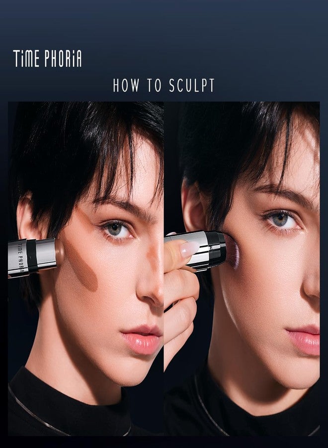 TIMEPHORIA ECLIPSE SPARK 2 in 1 Face Contour Sticks, Blendable, Non-greasy, Long-lasting Cream Face Contouring Pen, Lightweight Finish Makeup, Buildable Coverage, Easy Application (01 LUNAR) - Image 5